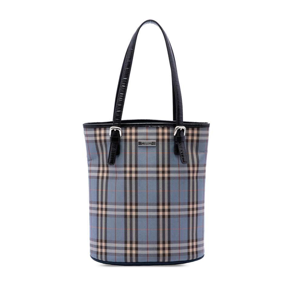 Pre-Loved Burberry House Check Nylon Bucket Bag
